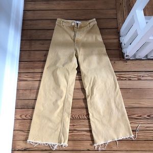 Zara Marine Straight Wide Leg Jeans in Yellow